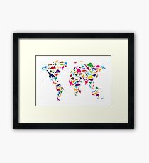 Dinosaur Map of the World Map Framed Print