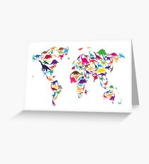 Dinosaur Map of the World Map Greeting Card