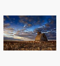 Grain Shed Looking At Sweet Grass Hills Photographic Print