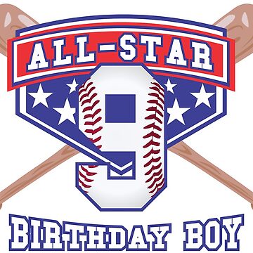 Youth Player All Star 9th Birthday Baseball Boy | Kids T-Shirt