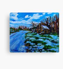 Maheragallan Byre Dwelling in Snow, Cultra, County Down. Canvas Print