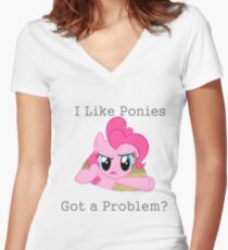 Pinkie Problem Women's Fitted V-Neck T-Shirt
