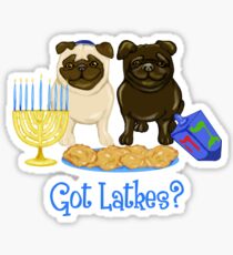 Got Latkes Hanukkah Pug Sticker