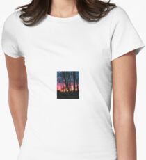 Rural sunset with trees Women's Fitted T-Shirt