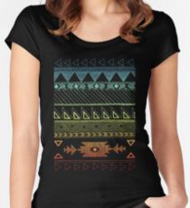 Native American Geometric Pattern Women's Fitted Scoop T-Shirt