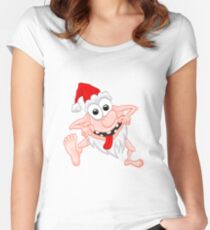 Verrückter Weihnachtsmann Tailliertes Rundhals-Shirt