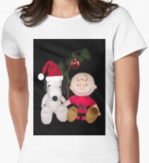SNOOPY & CHARLIE BROWN FESTIVE CHRISTMAS-JOURNAL.. PICTURE AND OR CARD ECT Women's Fitted T-Shirt