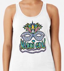 Mardi Gras Mask & Beads Racerback Tank Top