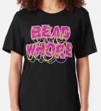 Mardi Gras Bead Whore Slim Fit T-Shirt