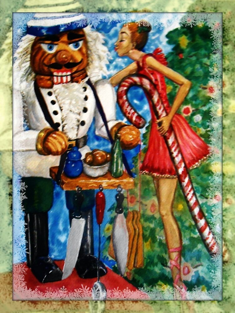 "Ballerina Kissing Nutcracker Chef" by emilymichaudart Redbubble