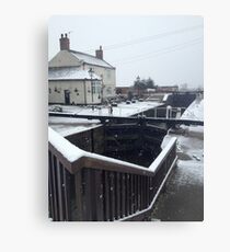 Beeston lock in the snow Canvas Print