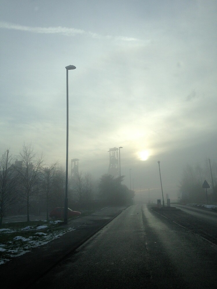 Clipstone Colliery in the fog by robsteadman