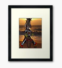 Aztec Worrior Dancing - Guerrero Azteca Bailando Framed Print