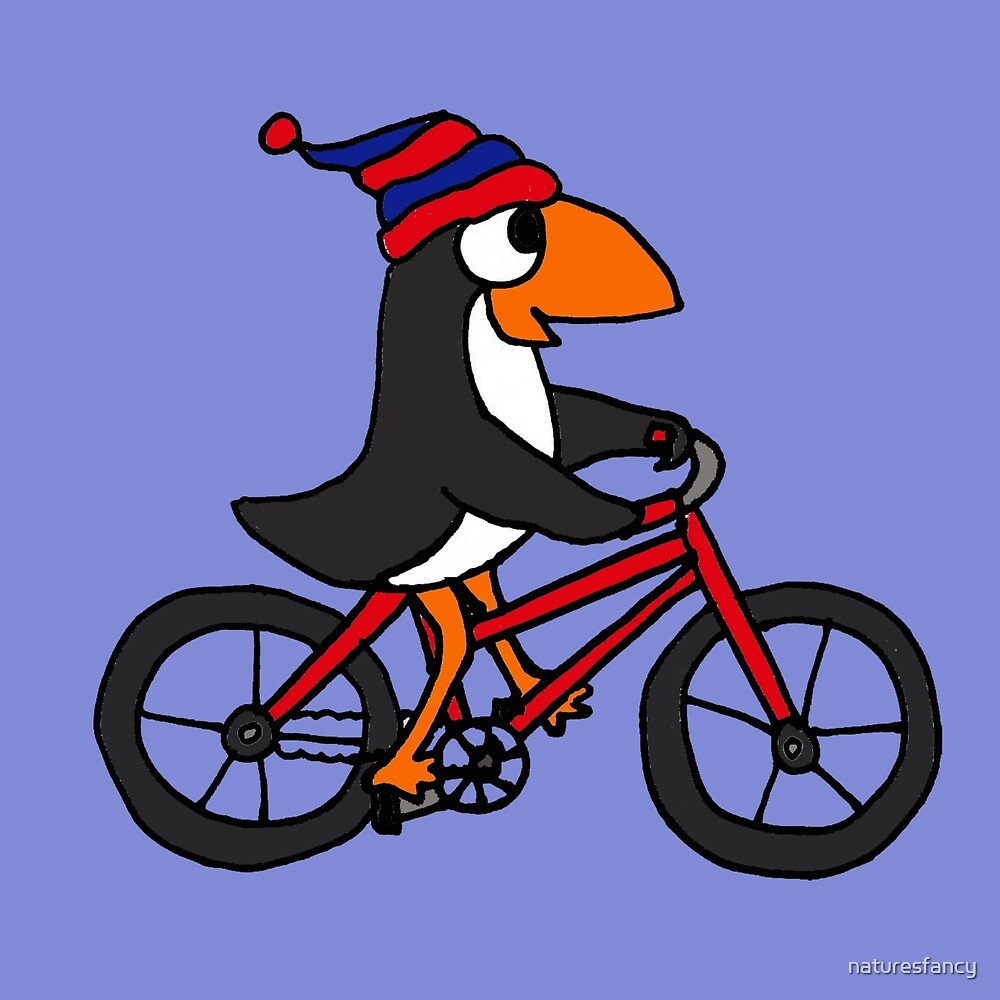 "Funny Penguin Riding a Red Bicycle" by naturesfancy Redbubble