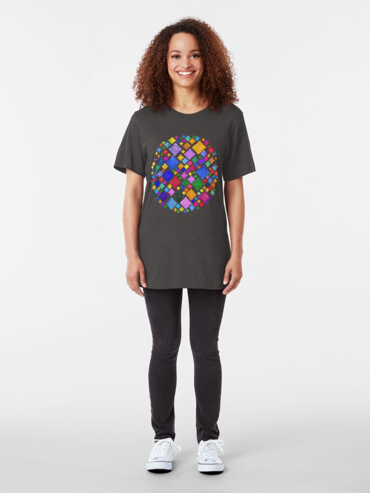 Alternate view of #DeepDream Color Squares Square Visual Areas 5x5K v1448810610 Transparent background Slim Fit T-Shirt