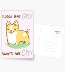 Corgi Valentine -Roses are GREY- Postcards