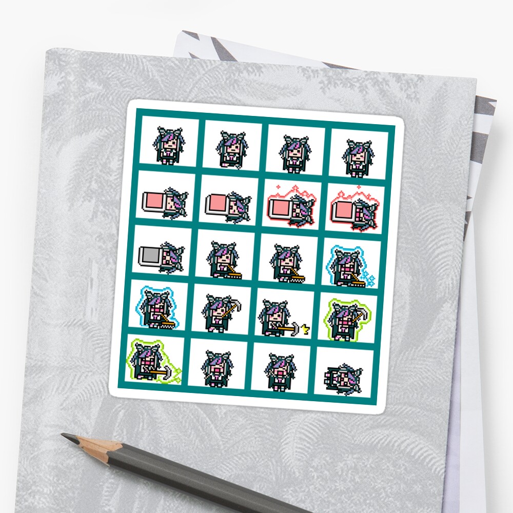 "ibuki mioda pixel sprites sheet" Sticker by lowkeysydneyy | Redbubble