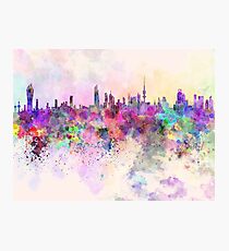 Kuwait City skyline in watercolor background Photographic Print