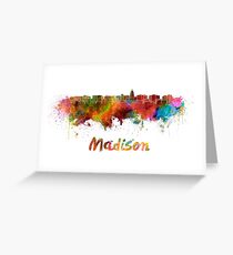 Madison skyline in watercolor Greeting Card