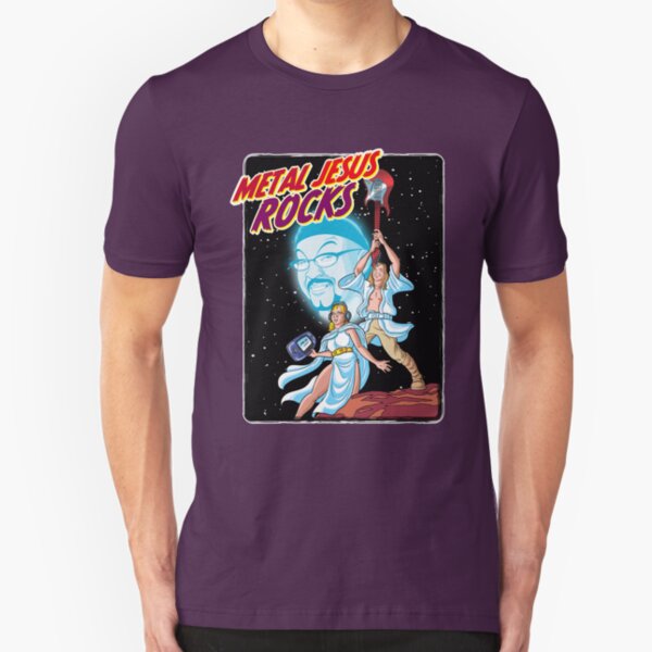 Metal Jesus Rocks - Galaxy Far Away Slim Fit T-Shirt