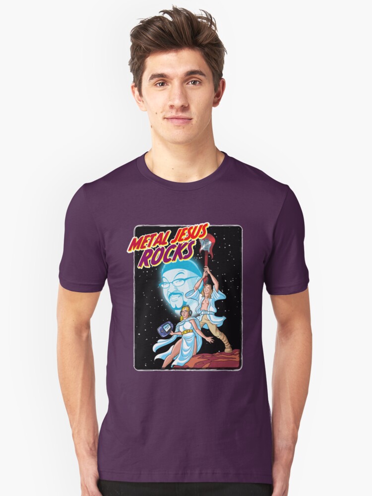 Alternate view of Metal Jesus Rocks - Galaxy Far Away Slim Fit T-Shirt