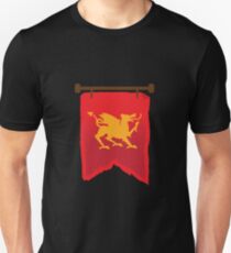 Gold rampant dragon on a field of RED banner Unisex T-Shirt