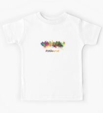 Melbourne skyline in watercolor Kids Tee