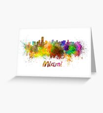 Miami skyline in watercolor Greeting Card