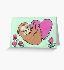 Baby Sloth Valentine - watercolor Grußkarte