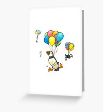 The Puffins Are Getting Carried Away Greeting Card