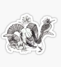 The Ram skull and bird Sticker