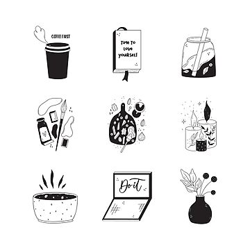 2 Sheets Stickers - Doodle Word Stickers, Black