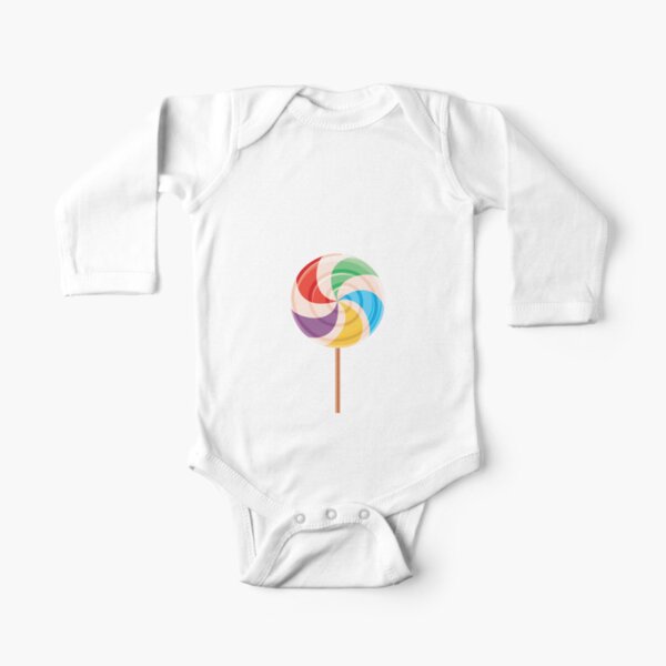 Colorful Lollypop on White Long Sleeve Baby One-Piece