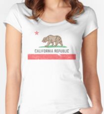 Vintage California Flag Women's Fitted Scoop T-Shirt