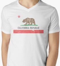 Vintage California Flag Men's V-Neck T-Shirt