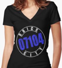 'Brick City 07104' (w) Women's Fitted V-Neck T-Shirt