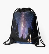 Calvin And Hobbes In The Night Drawstring Bag