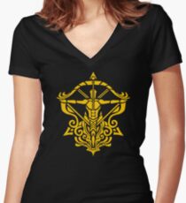 Zodiac Sign Sagitarius Gold Women's Fitted V-Neck T-Shirt