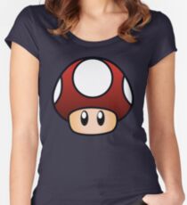 Super Mario Pilz Tailliertes Rundhals-Shirt
