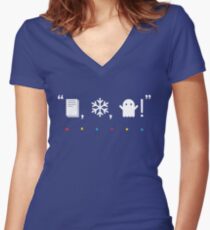 "Paper, Snow, A Ghost!" Women's Fitted V-Neck T-Shirt