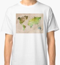Green World Map ecology Classic T-Shirt