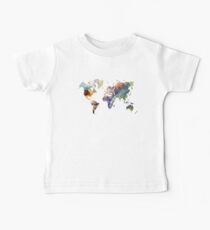 World Map watercolor painting Baby Tee