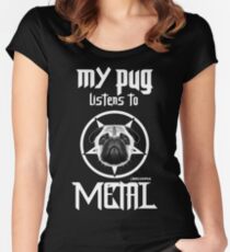 Camiseta entallada de cuello redondo MI PUG ESCUCHA EL METAL