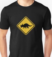 Beware of Triceratops Road Sign Unisex T-Shirt