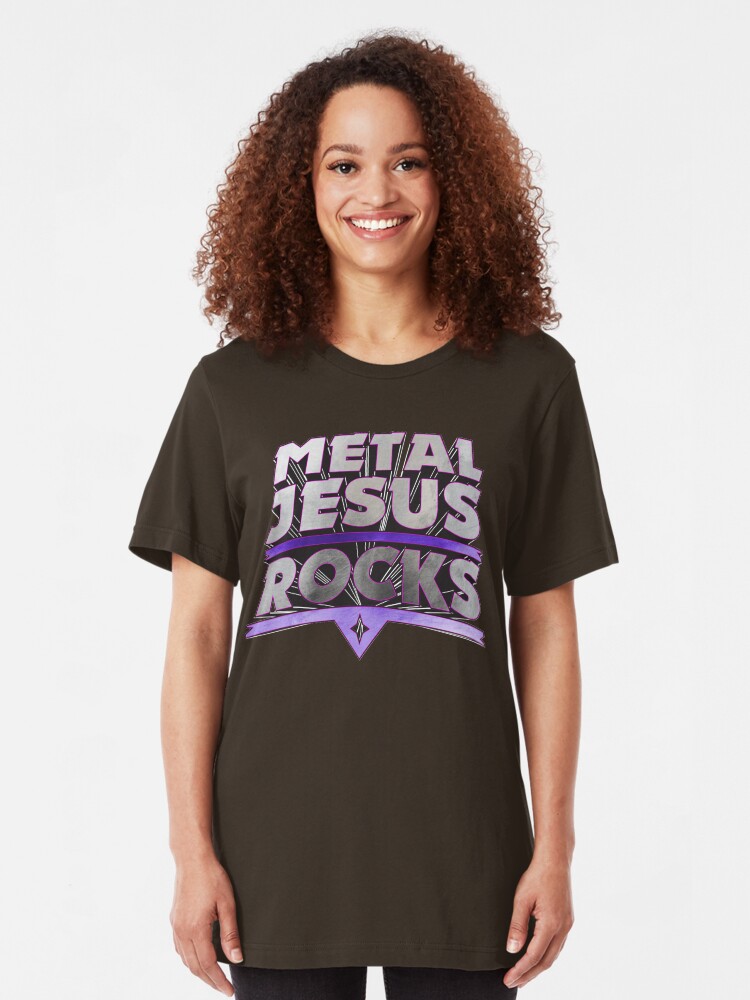 Alternate view of Metal Jesus Rocks Slim Fit T-Shirt
