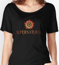 Supernatural logo in RED Women's Relaxed Fit T-Shirt