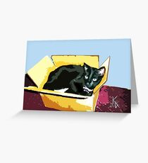 ACEO Abstract Black Cat 7 Greeting Card