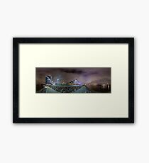 Riga Night lights panorama, Riga Latvia Framed Print