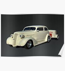1937 Chevrolet Custom Sedan Hot Rod with a Trailer Poster