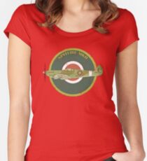 RAF MKII Spitfire Vintage Look Fighter Aircraft Women's Fitted Scoop T-Shirt